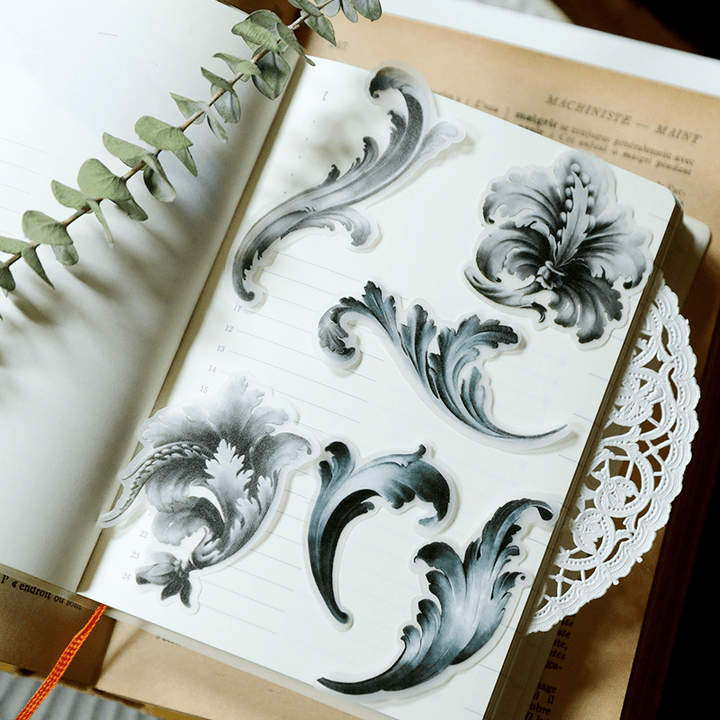 Medieval Classic Copperplate Journal Stickers—Character, architecture, airplane, knight - Desk Cosmos