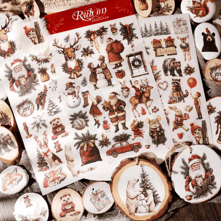Christmas Santa Animal Transfer Stickers - Desk Cosmos