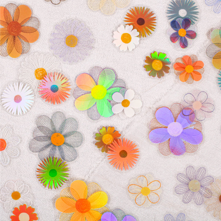 Romantic Daisy Flower PET Stickers - Desk Cosmos