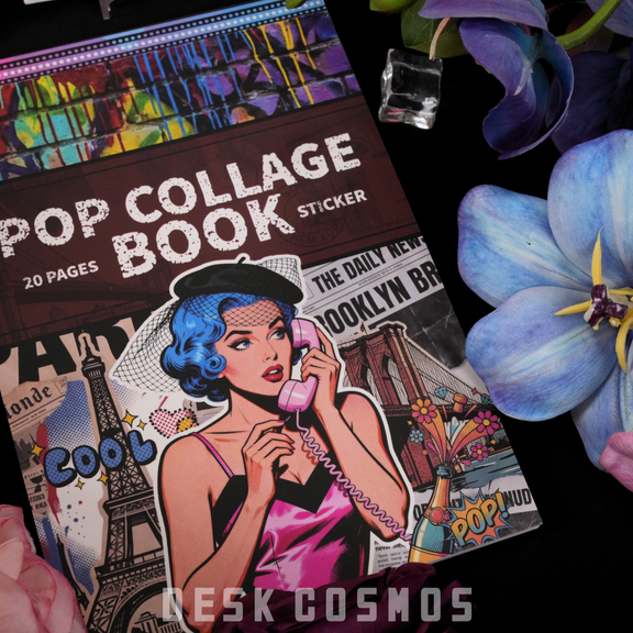 Retro American Pop Art Collage Sticker Book - Desk Cosmos