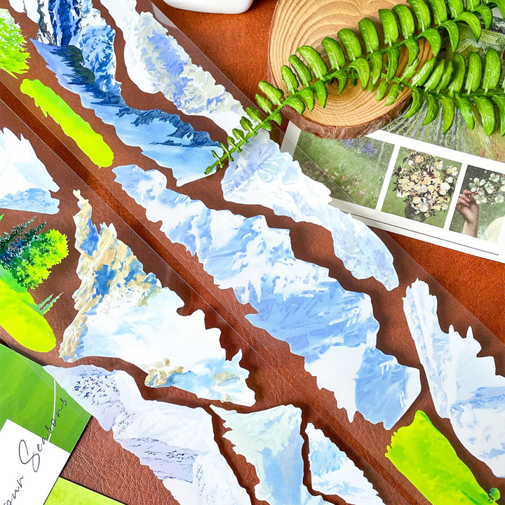Green on the Snowy Peaks – PET Scenery Tape - Desk Cosmos