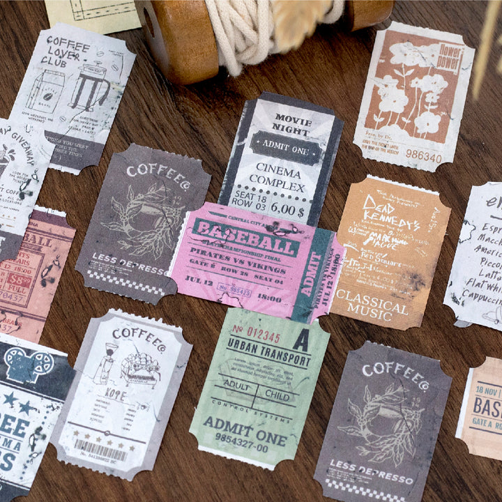Vintage Ticket Book Paper Stickers - Desk Cosmos