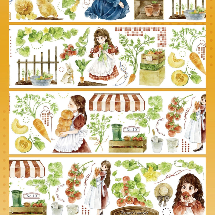 Cute Autumn Farm Girl Die - cut PET Tape - Desk Cosmos