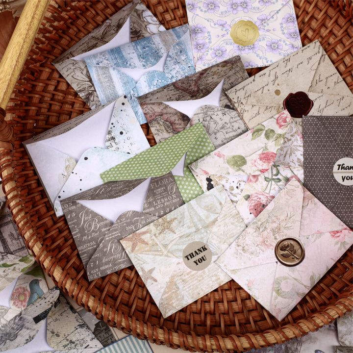 Vintage Envelope and Wax Seal Sticker Set - Desk Cosmos