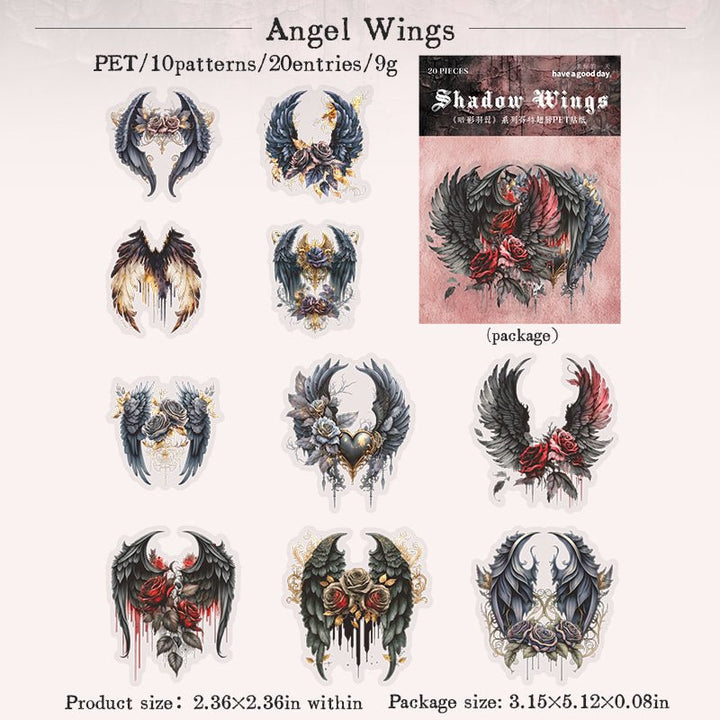 Shadow Wings Decorative Gothic Stickers Art Projects