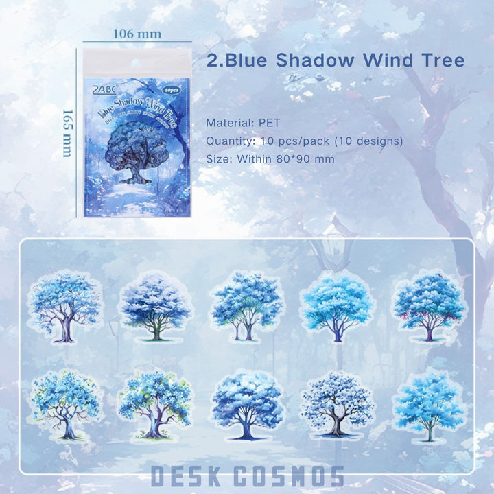 Beautiful Dreams and Shadows Blue Wind Tree Dreamy Forest Stickers