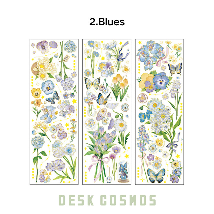 Four Seasons Messenger Landiao Floral Butterfly PET Stickers