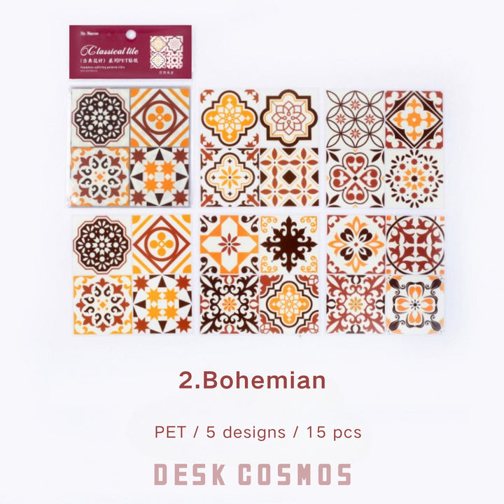 Classical Tiles Bohemian Ethnic PET Sticker Background