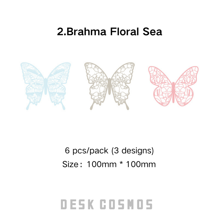 Looking For Butterfly Series Brahma Floral Sea Blue Gray Pink Lace Paper