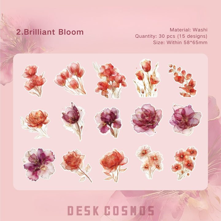 Floating Flower Gilded Blooming Splendor gold foil floral cutout stickers