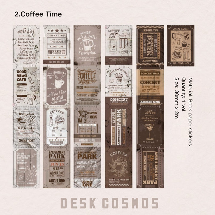 Vintage Ticket Book Paper Stickers - Desk Cosmos