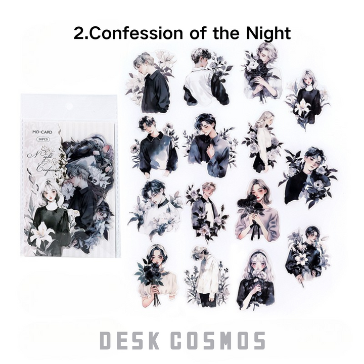 In the Mood for Love Series Confession of the Night Floral Watercolor Stickers