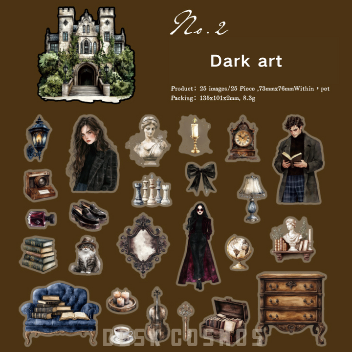 Black world Girl Dark Art Retro Gothic Stickers
