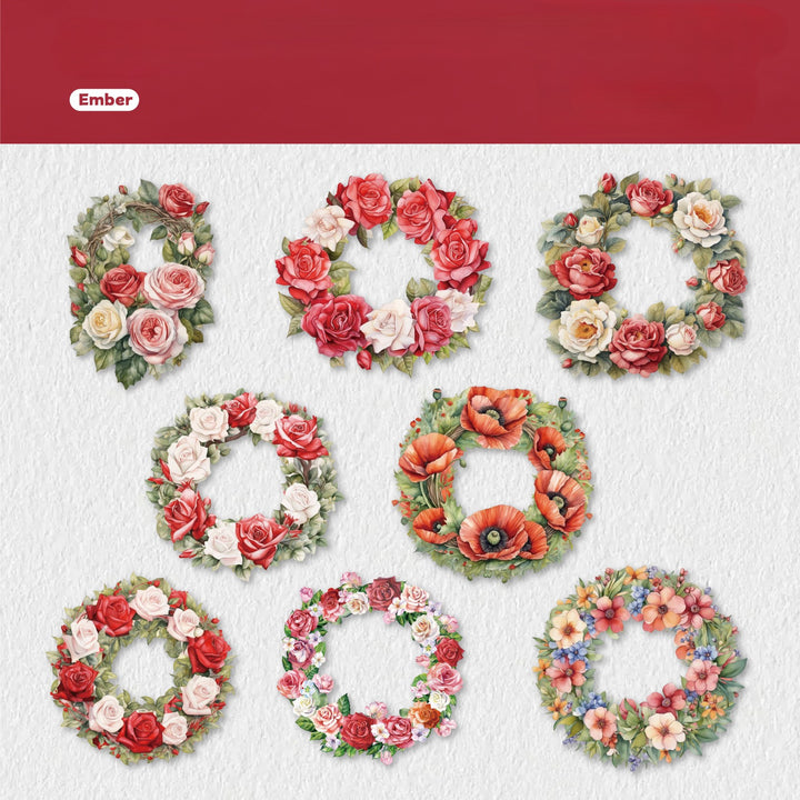 Floral Garland Series Cardstock Stickers Handcrafted Style