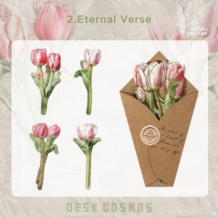 Blooming Letter Eternal Poem Vintage Botanical Cardstock
