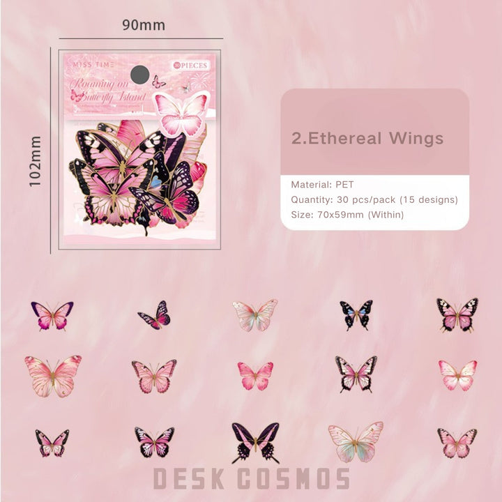 Roaming on Butterfly Island PET Butterfly Stickers For Diary Lovers