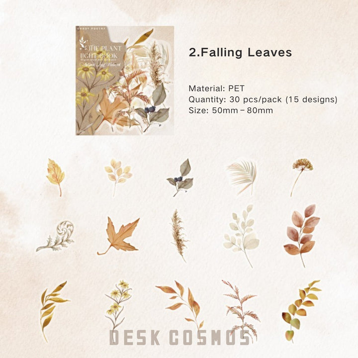 Botanical PET Stickers Plant Light Book creative paper layering flower design