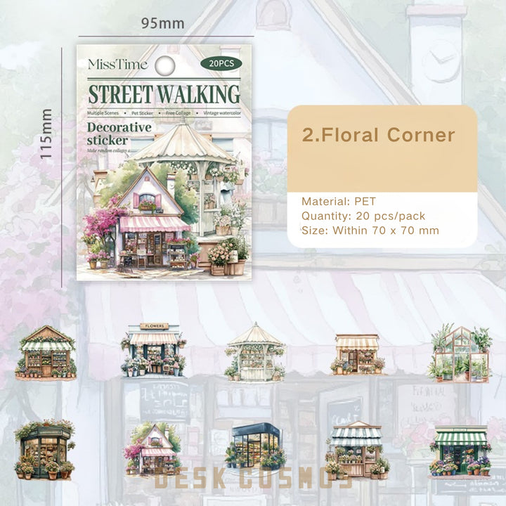 Scenery Sticker Street Walking Series Countryside Journal Decor