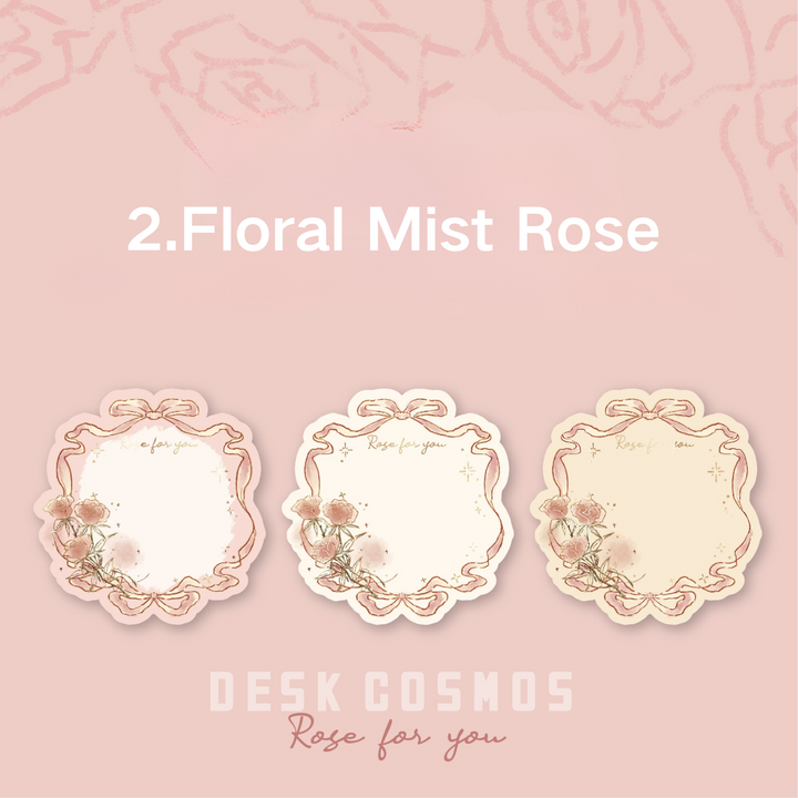 Rose Island Series Floral Mist Rose Gold Foil Memo Pad Art Stationery