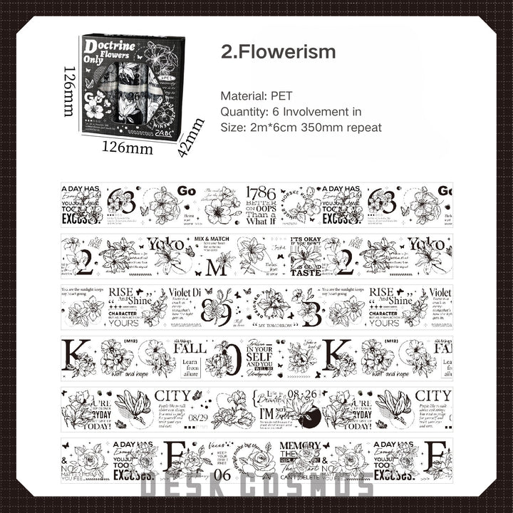 White Flower Retro Tape Sets Self Adhesive Tape For Journal