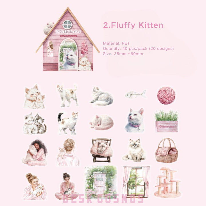LittlePet Paradise Fluffy Kitten PET Stickers Sweet Theme