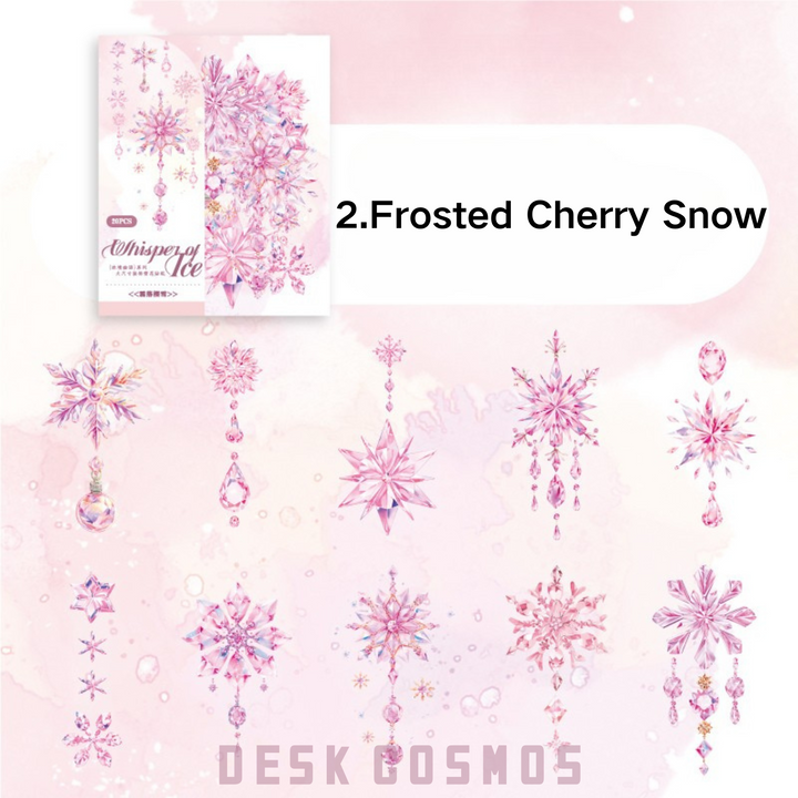 Ice Realm Whisper Series Frosted Cherry Snow Snowflake Stickers