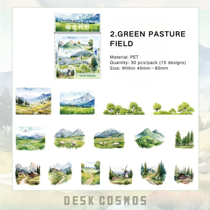 Forest and Forest PET Sticker Sheets for Journal Layouts