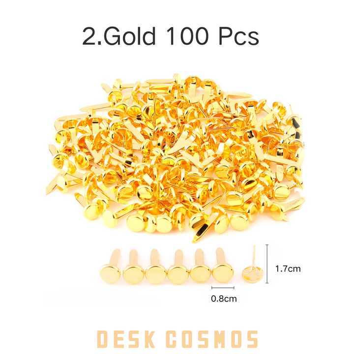 Gold Two-pronged Pins Decorative Metal Fasteners for Journals and Scrapbooks