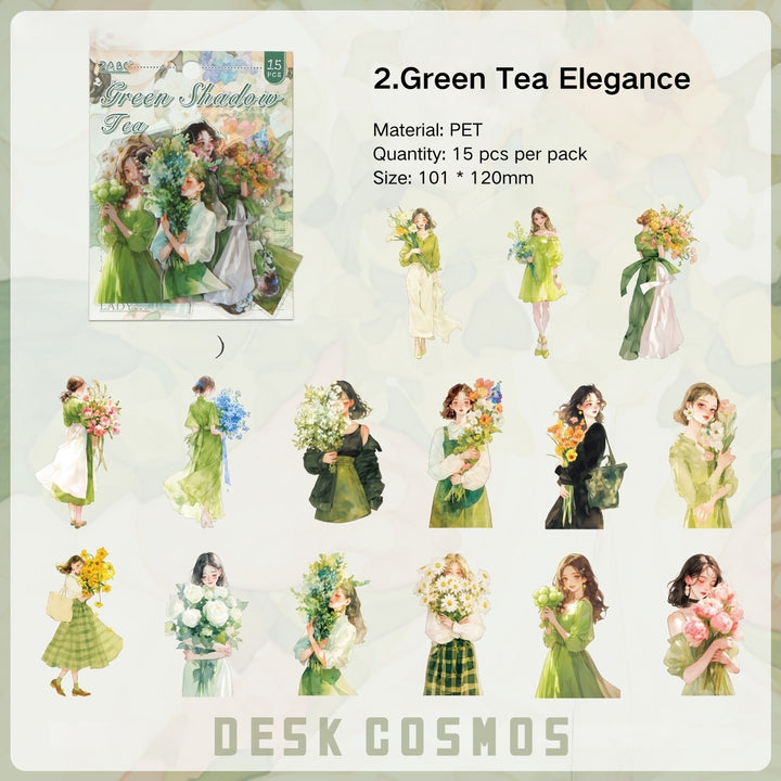 Charming Lady Romantic Flower PET Stickers For Junk Journal