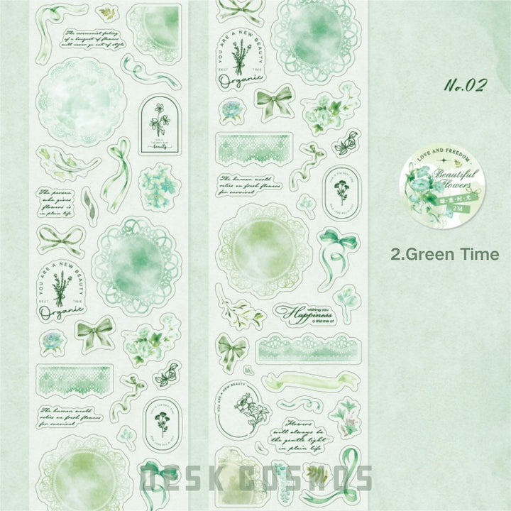 Lace Flower Language Green Time Botanical Scrapbook Tape