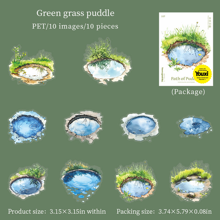 Path of Puddles Scenery Cute Decoration Perfect for Journal