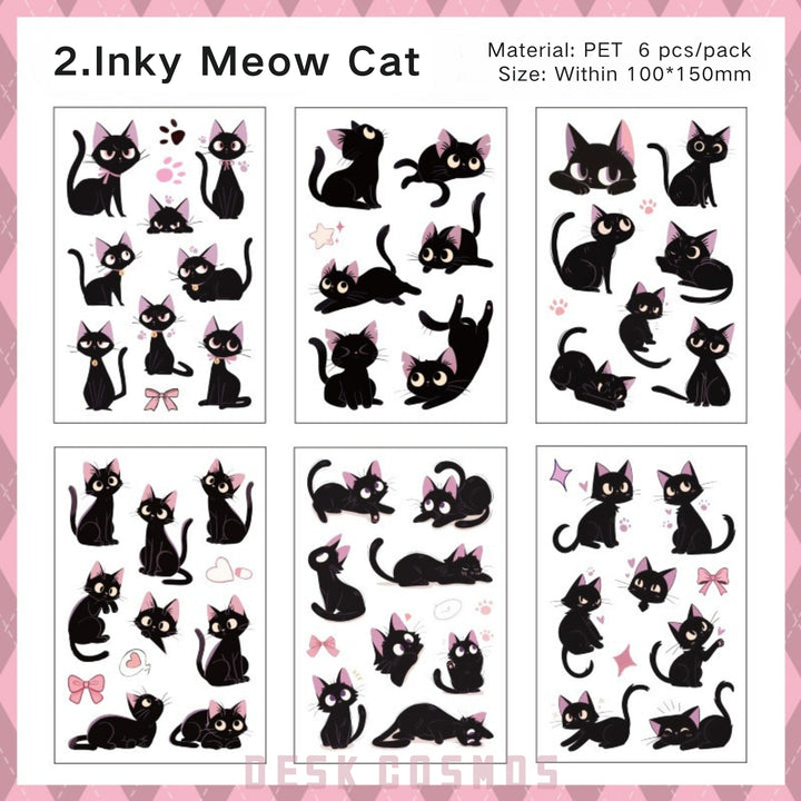 Cute Black Cat Stickers Hakimi Meow PET Decorative