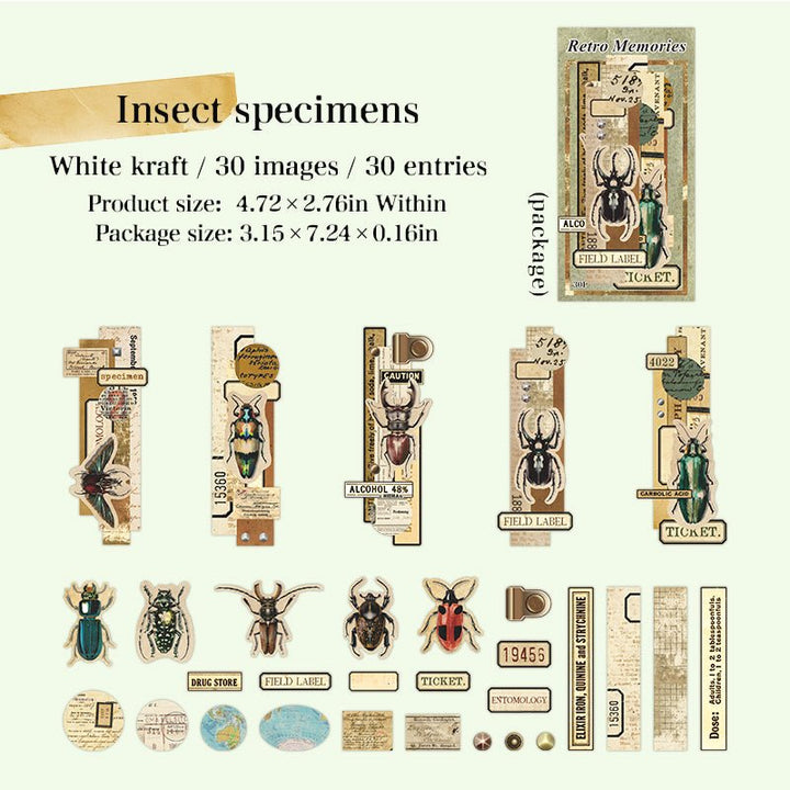 Vintage Stickers – Film, Insects, Frames, Butterflies, Stamps - Desk Cosmos