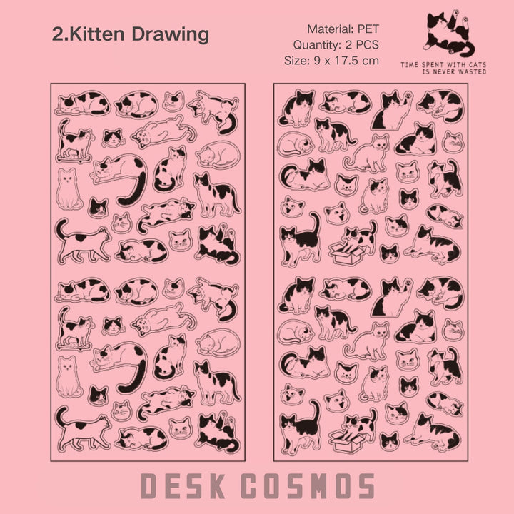 Line Cat Journal Decoration PET Stickers Scrapbooking