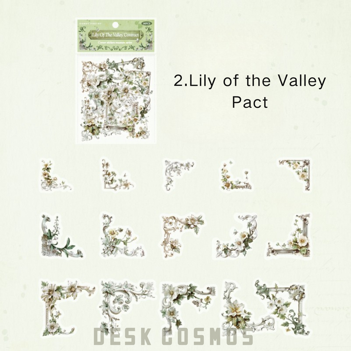 Corner Museum Series Lily of the Valley Floral Border Retro Sticker