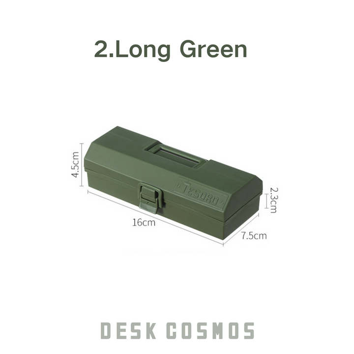 Tesoro Series Long Green Multifunctional Tool Box Retro Style