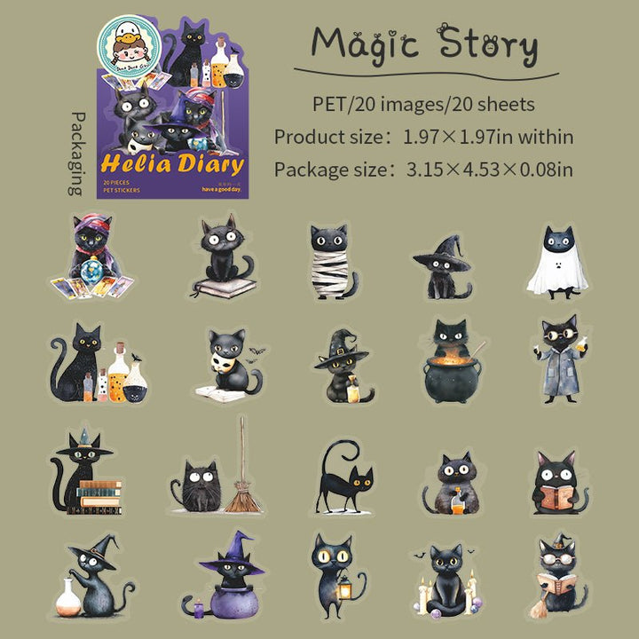Helia Diary Halloween Cat PET Stickers Sweet Cute