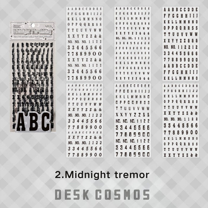 Classic Letters Midnight Pulse PET Alphabet Stickers vintage journaling use