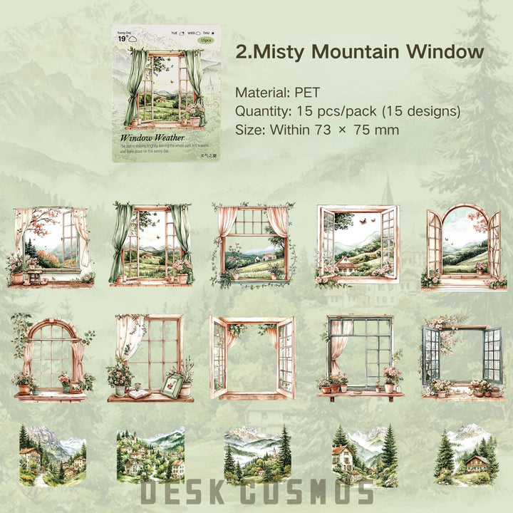 Window Scenery Weather PET Stickers - Desk Cosmos