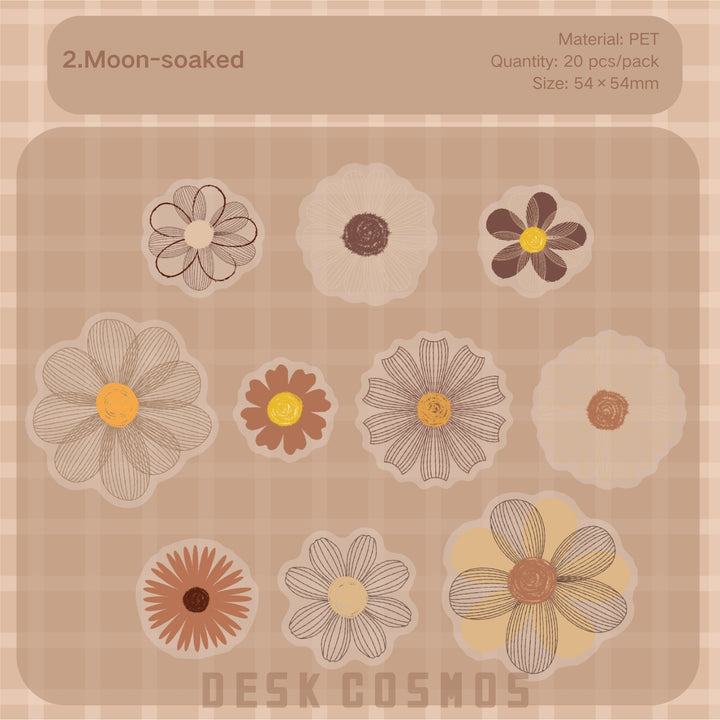 Romantic Daisy Flower PET Stickers - Desk Cosmos