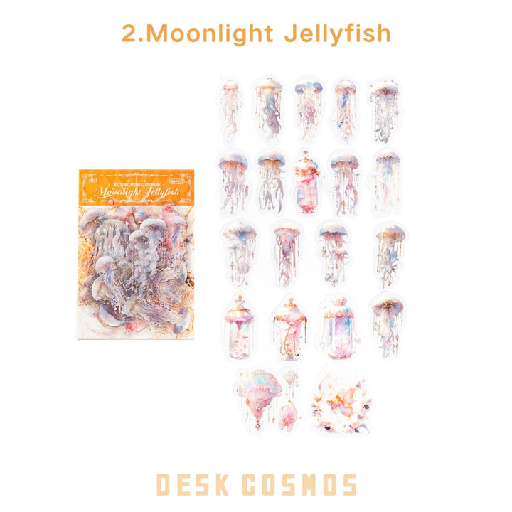 Jellyfish Fantasy Map Moonlight Jellyfish Elegant Sea PET Sticker