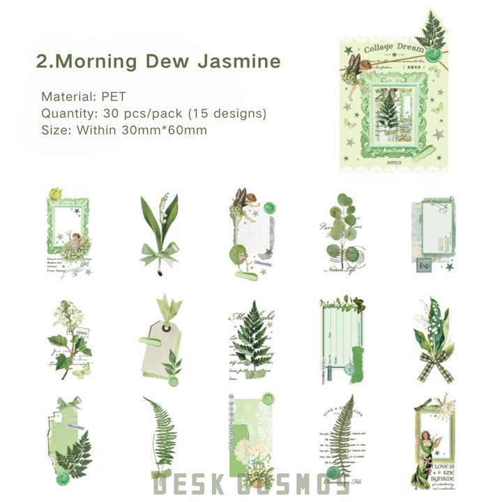 Collage Dream Jasmine Morning Dew PET Stickers Floral Aesthetic