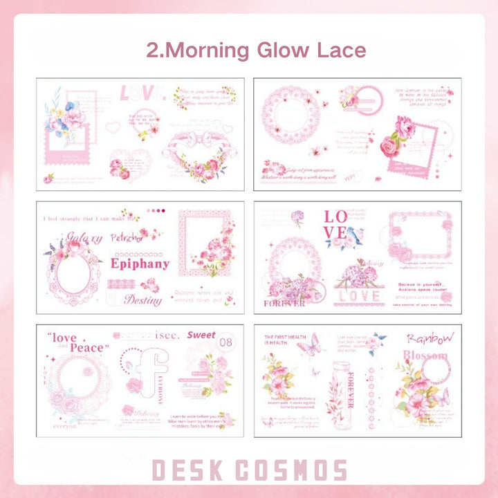 Delicate Threads Morning Glow Lace PET Border Stickers Soft Pastel Texture