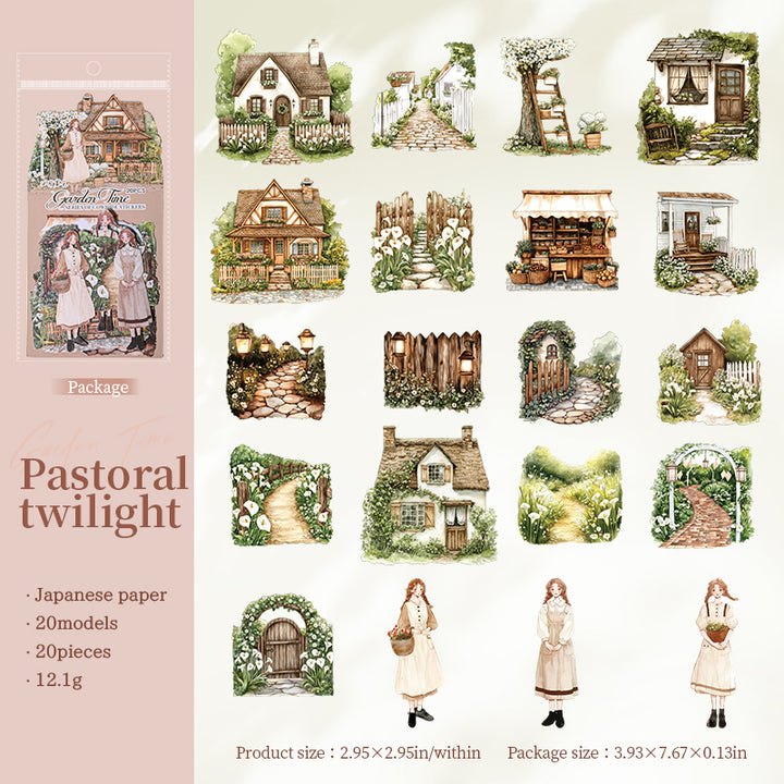 Scenery Washi Stickers Garden Time vintage stationery pack