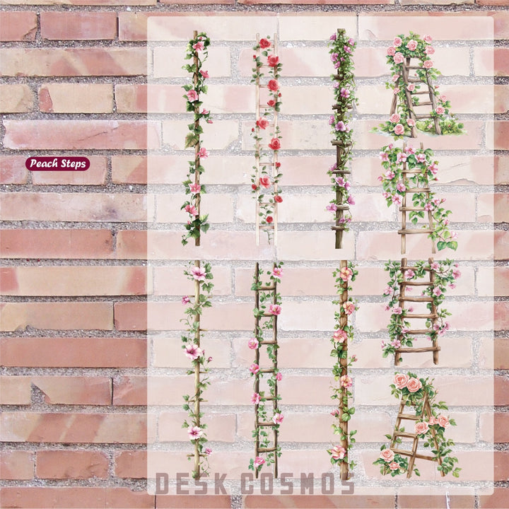 PET Sticker Flower Ladder Vintage Journal Material