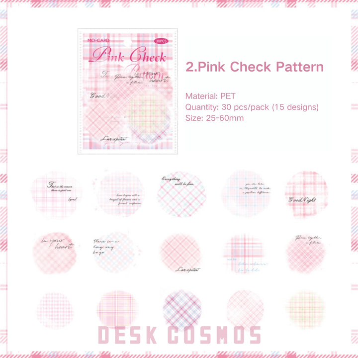 Colorful Plaid Paving Series Sweet Cute Stickers Suitable for Journal