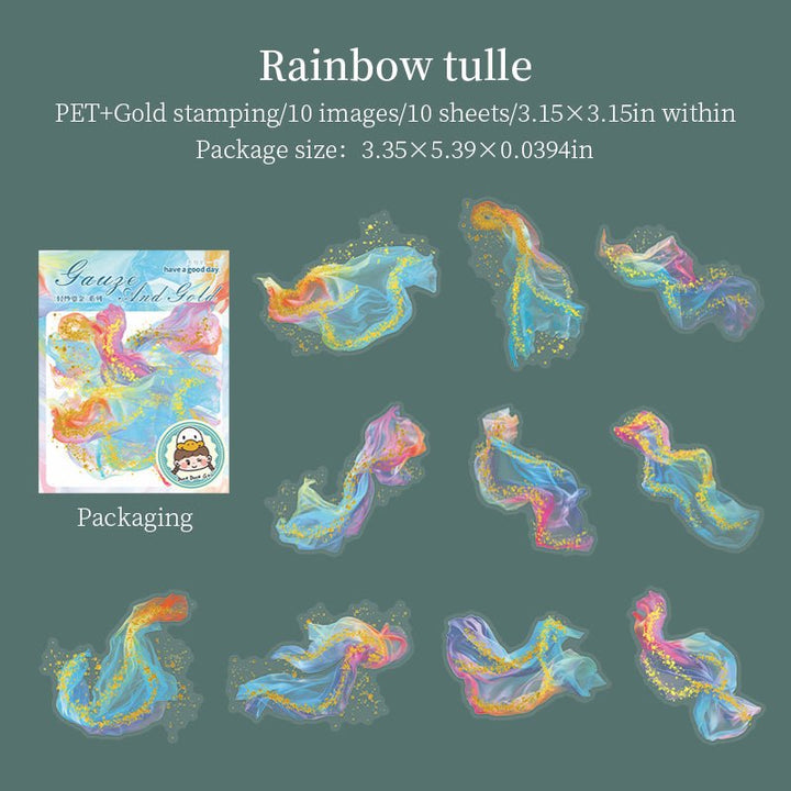 Gauze And Gold PET Stickers Romantic Watercolor For Scrapbook Projects