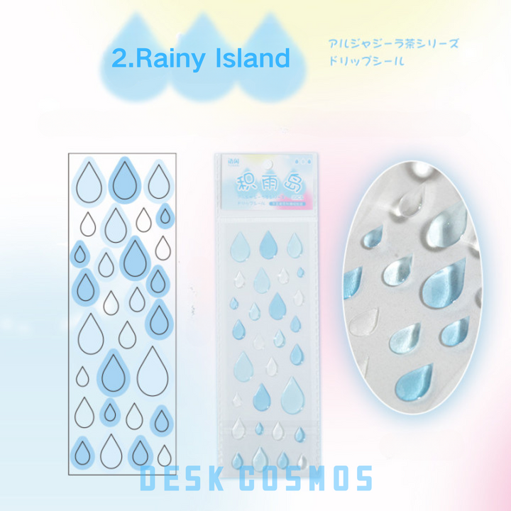 Peninsula Tea Series Rain Island 3D Resin Stickers Glitter and Ocean Design