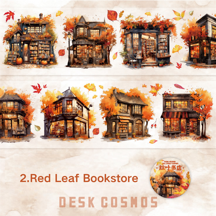 A Windy Street Corner Red Leaf Bookstore City Streets Scrapbook Decoration