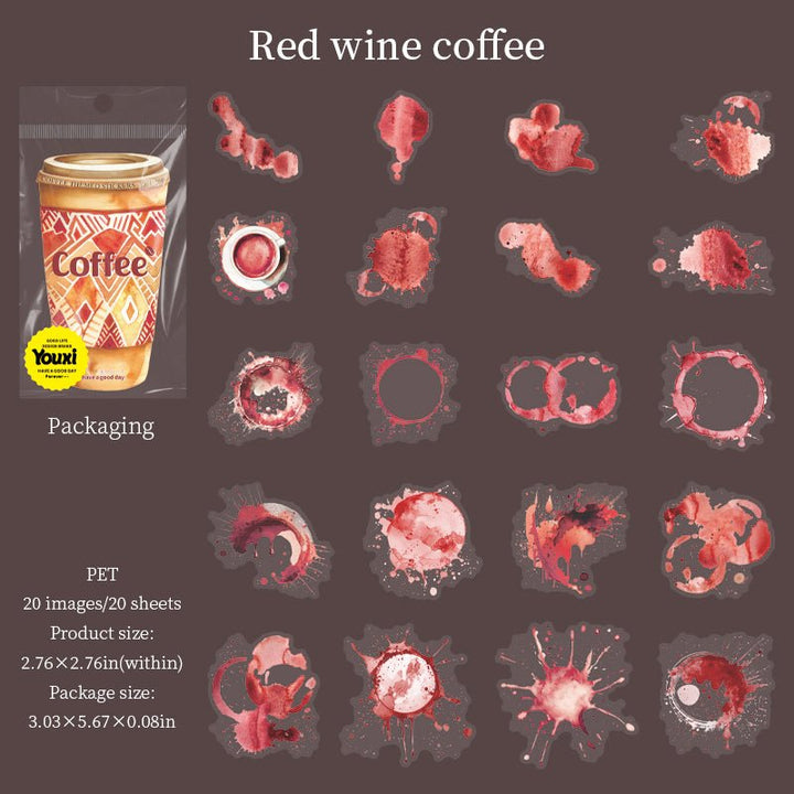 Color of Coffee PET Sticker Supply for Junk Journal Decoration